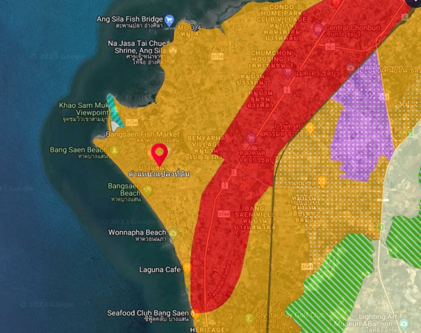 พื้นที่ดิน ที่ดิน บางแสน 14500000 thb  ขนาด 0 Rai 2 ngan 99 ตร.วา   ราคาคุ้มสุดเวอร์ แปลงหัวมุม, ทรงสี่เหลี่ยม และเหมาะเอาไปพัฒนาโครงการ