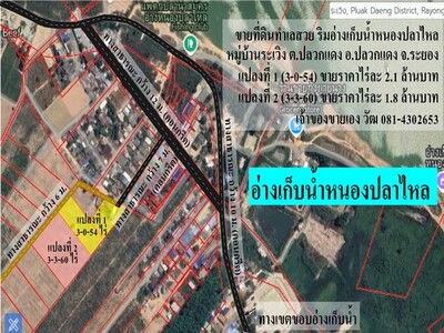 ขายที่ดินริมอ่างเก็บน้ำหนองปลาไหล  อำเภอปลวกแดง จังหวัดระยอง