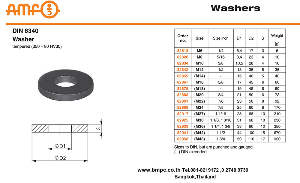 Washer for clamping device, Heavy washer, Mould clamp washer, แหวนหนา, Amecoil