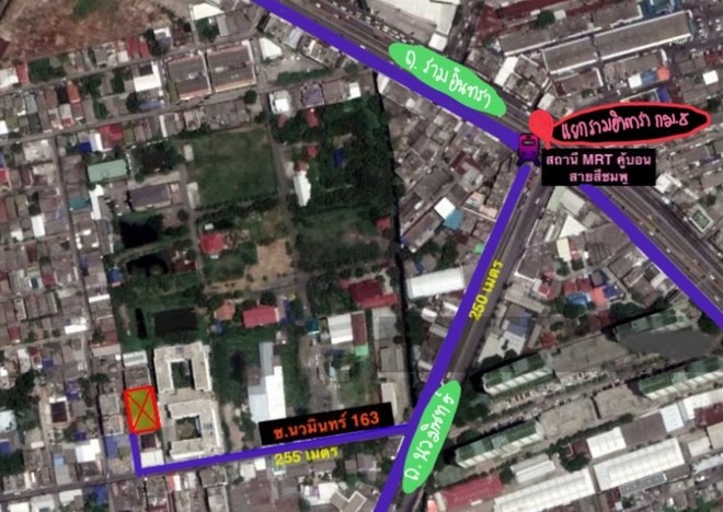ขายที่ดิน 227ตรว ซอยนวมินทร์163  รามอินทรา กม8 เหมาะทำการพาณิชย์ 