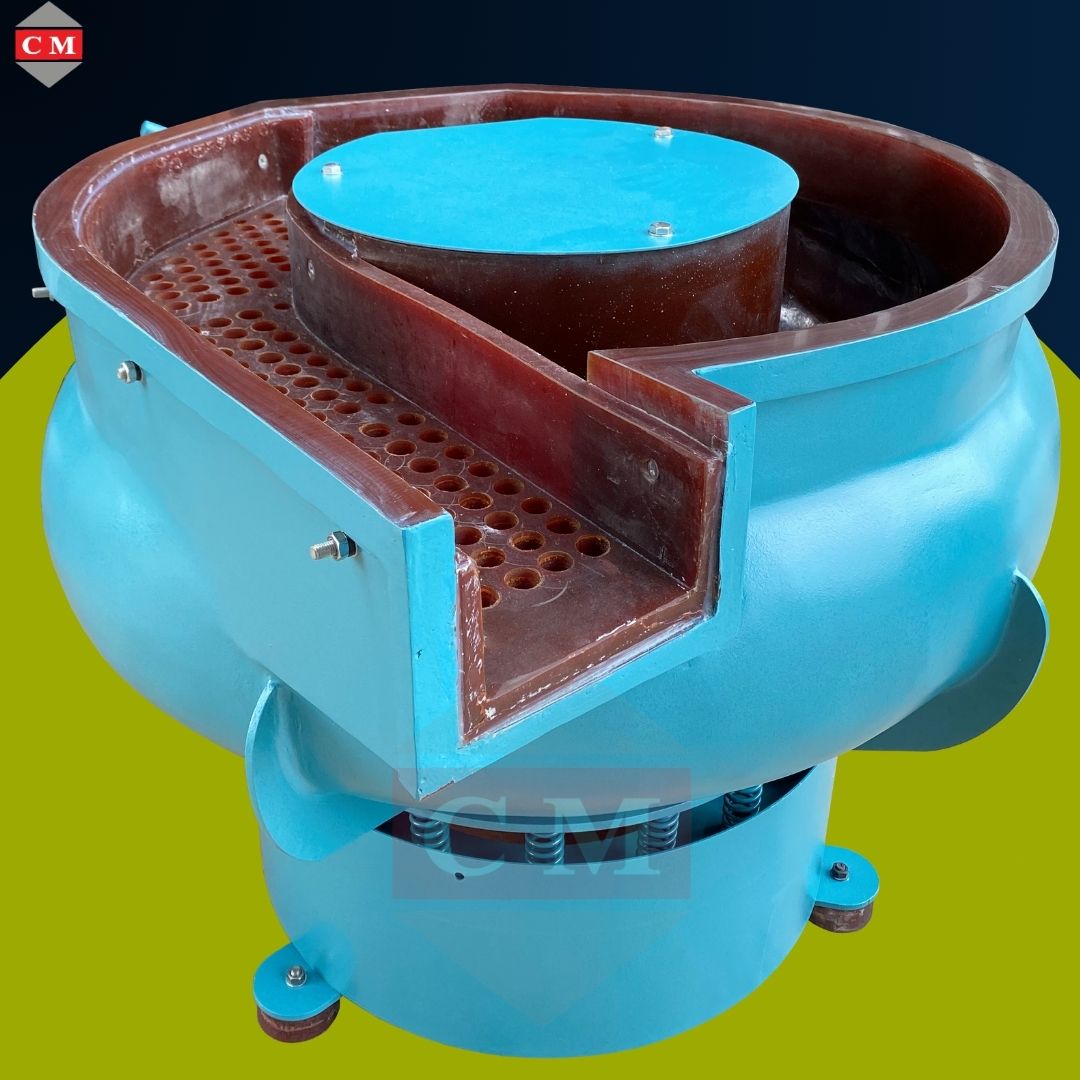 เครื่องขัดผิวโลหะแบบเขย่า แบบมีสะพานแยกชิ้นงาน / Vibratory Finishing Machine