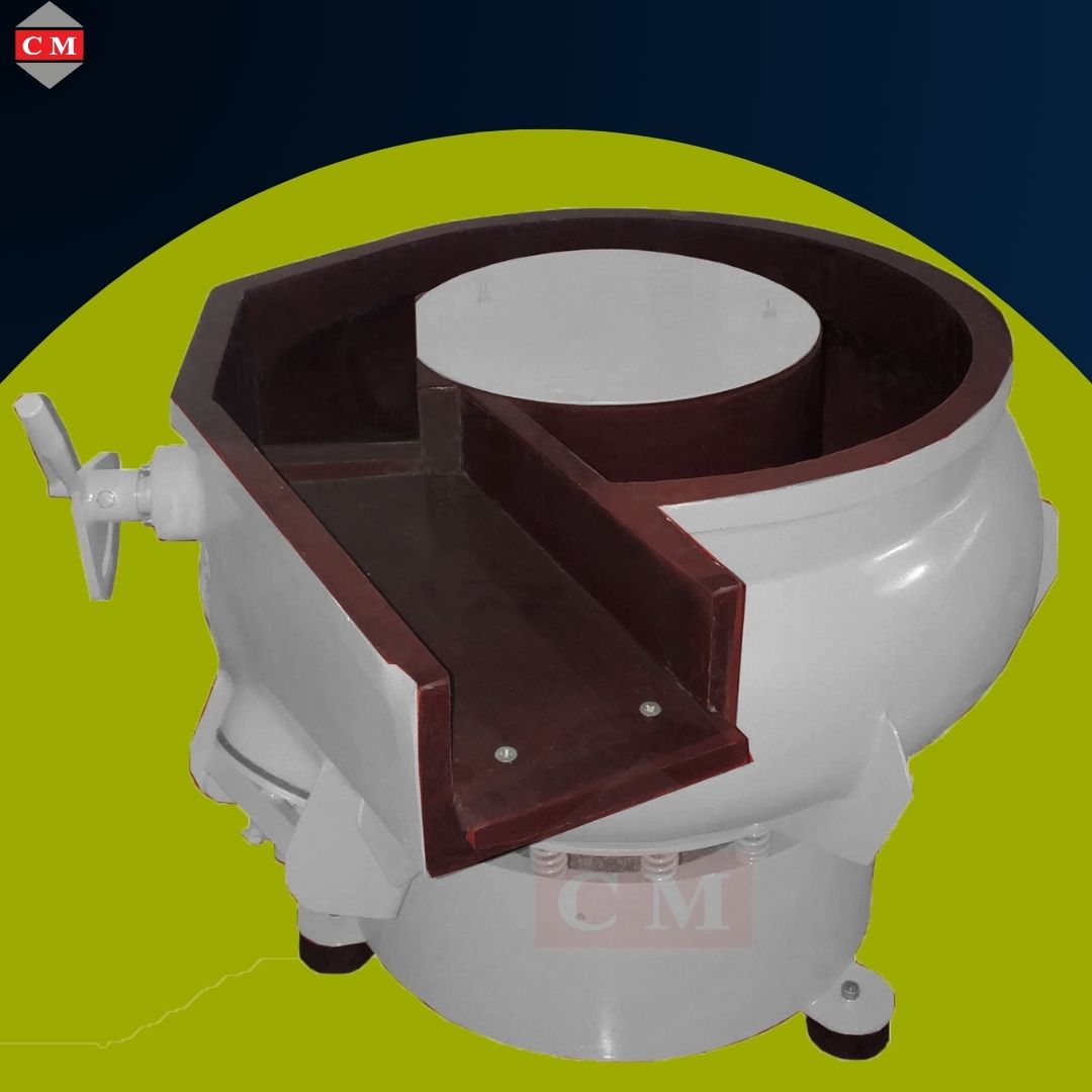 เครื่องขัดผิวโลหะแบบเขย่า แบบมีสะพานแยกชิ้นงาน / Vibratory Finishing Machine