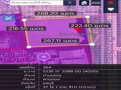 ขายดินผังม่วงบ่านเก่าพานทองชลบุรี 37  ไร่