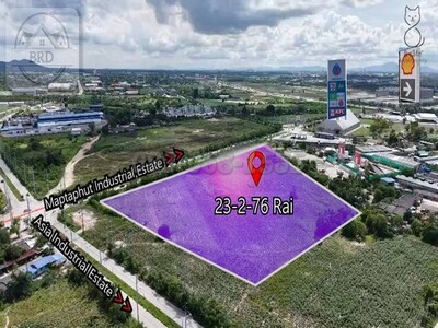 ที่ดินสีม่วงลาย ติดถนนใหญ่ เมืองระยอง เนื้อที่  23-2-76 ไร่