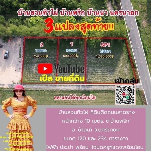 ที่ดินแบ่งขาย โครงการ บ้านสวนทิวไผ่ ต.บ้านพริก อ.บ้านนา จ.นครนายก