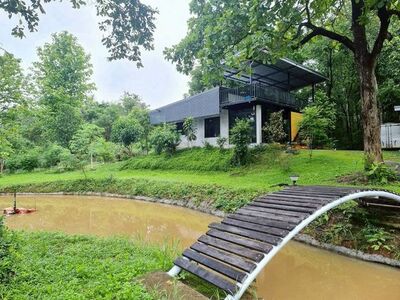 ขาย 4.5 ล้าน 2-0-56 ตรว. #สันกำแพง บ้านสวน 2 หลัง ติดน้ำ