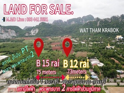 ที่ดินแบ่งขาย พระพุทธบาท สระบุรี แบ่งขาย12ไร่ ติดถนนพหลโยธิน1