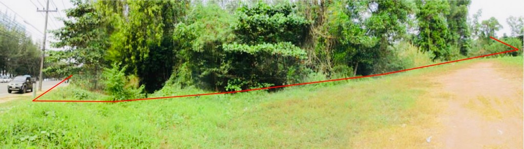 ขายที่ดิน 407 ตรว ติดถนนเลียบหาดแหลมแม่พิมพ์ ระยอง รูปแปลงที่ดินสวยงามเป็นสี่เหลี่ยมผืนผ้า สามารถทำการค้าได้