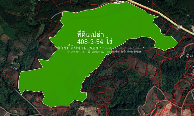 ขายที่ดินเนื้อที่ 408-3-54 ไร่ อ.ทุ่งช้าง จ.น่าน วิวภูเขาสวยงาม ติดถนนทางหลวงแผ่นดิน ทุ่งช้าง-เฉลิมพระเกียรติ