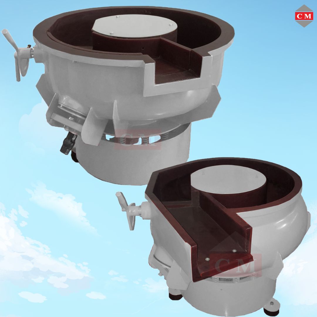เครื่องขัดผิวโลหะแบบเขย่า แบบมีสะพานแยกชิ้นงาน / Vibratory Finishing Machine