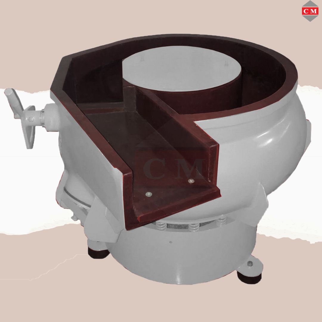 เครื่องขัดผิวโลหะแบบเขย่า แบบมีสะพานแยกชิ้นงาน / Vibratory Finishing Machine