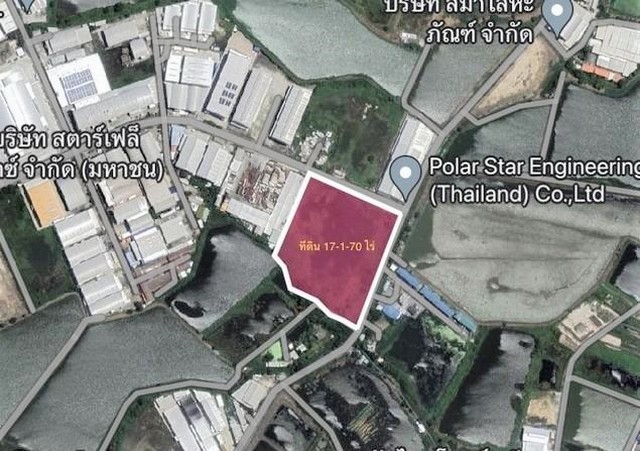 Sm329  ขายที่ดินถมแล้ว เนื้อที่ 17 ไร่  พื้นที่สีเหลือง  ที่ดินติดถนนทั้ง 2 ด้าน ถ.เทพารักษ์ บาง สมุทรปราการ  