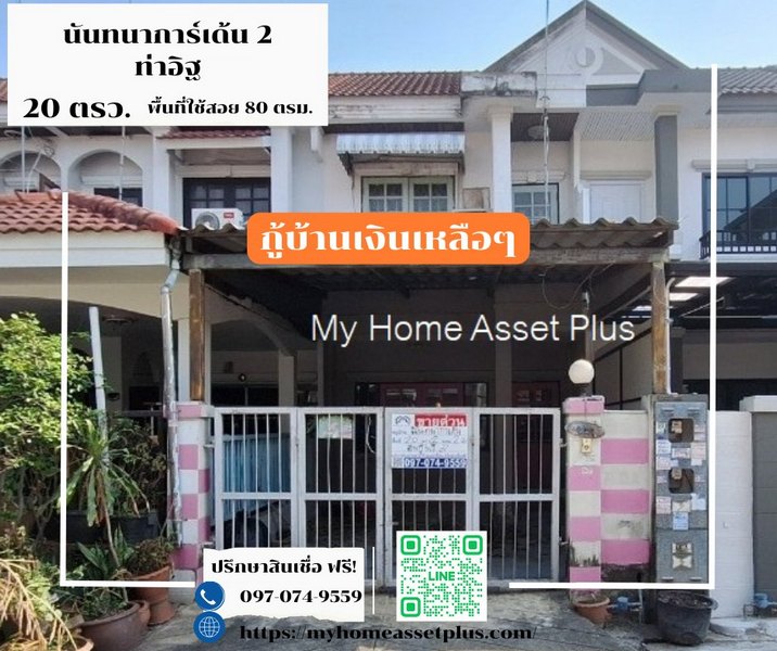 MH0029 ขายทาวน์เฮ้าส์ 2 ชั้น ราคาถูกทำเลโดนๆ หมู่บ้านนันทนาการ์เด้น2 ราชพฤกษ์ ท่าอิฐ ขนาด 20 ตรว 2นอน 2น้ำ