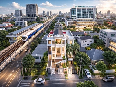  ทาวน์เฮาส์ 4ชั้น 3นอน  300ตร.ม. พระราม6 รพ.รามาธิ BTSอารีย์ 800ม