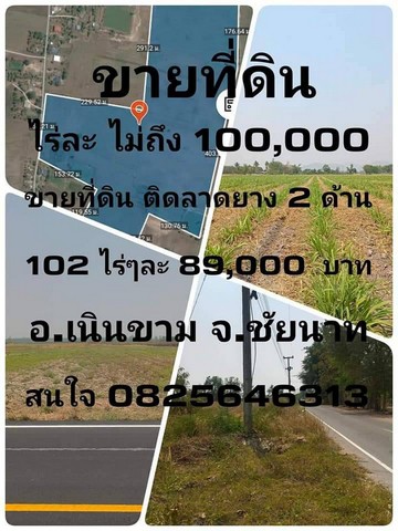  ขายที่ดินติดลาดยาง 2ฝั่งต.สุขเดือนห้า อ.เนินขาม จ.ชัยนาทจำนวน 102ไร่ 3งาน 47ตรว.