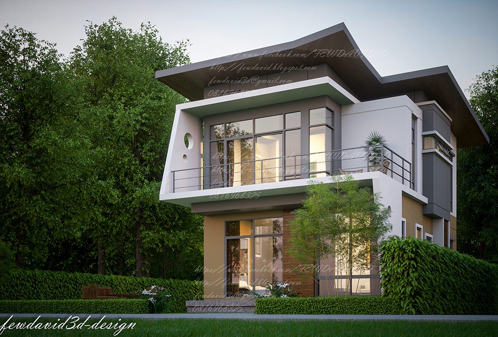 FEWDAVID3Dรับออกแบบบ้านอาคารสำนักงานสไตล์โมเดิร์น