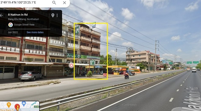  ขายอาคาร5ชั้น 2 คูหา ติดถนนนครอินทร์ ใกล้ตลาดพระราม5 บางกรวย นนทบุรี  เนื้อที่ 82 ตรว 640 ตรม 