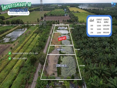 ขายที่ดินคลอง 10 ซอยเทศบาล 13 อ