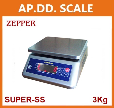  เครื่องชั่งกันน้ำ 3kg ยี่ห้อ ZEPPER รุ่น SUPER-SS ราคาถูก