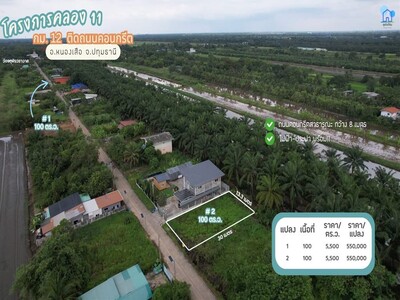 ขายที่ดินคลอง 11 ขนาดแปลงละ 100 ตารางวา