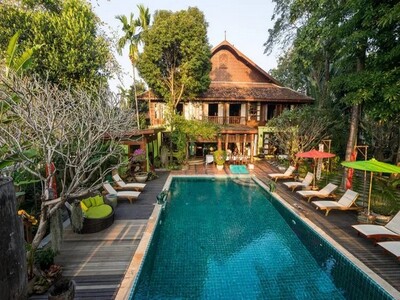 บ้านหรูริมน้ำปิง หางดง เชียงใหม่ 6 ห้องนอน ที่ดิน 2,400 ตร.ม. เฟอ