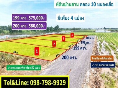 บ้านสวน วิวท้องนา ที่ดินคลอง10 รังสิต ปทุมธานี 200 ตรว. บ้านสวน วิวท้องนา ที่ดินคลอง10 รังสิต ปทุมธานี 200 ตรว.