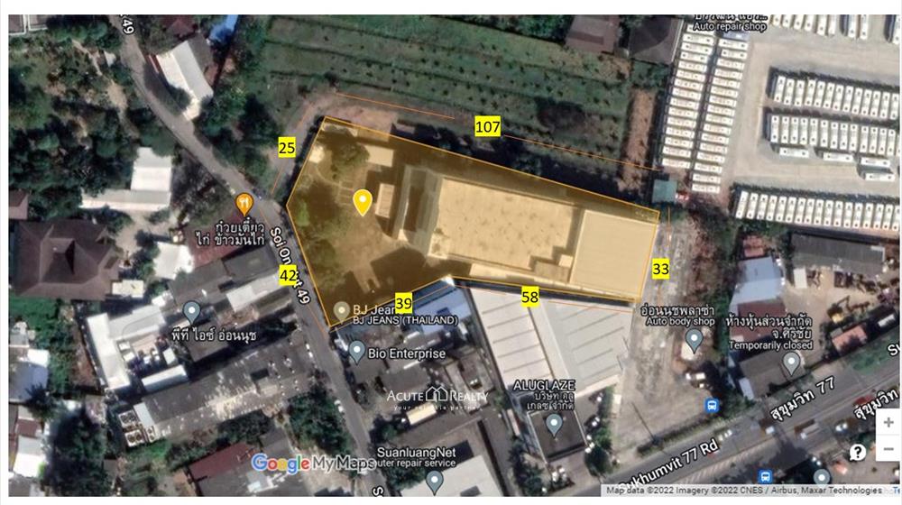 ขายที่ดินพร้อมโรงงานมีใบอนุญาตโรงงาน (รง.4) ซอยอ่อนนุช (สุขุมวิท 77) 