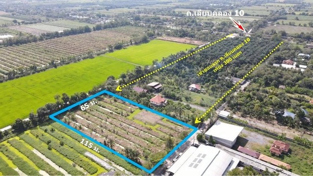 สุดคุ้มที่ดินเพื่อการลงทุน 4 ไร่ 2 งาน 75 ตร.วา คลอง 10 หนองเสือ ปทุมธานี