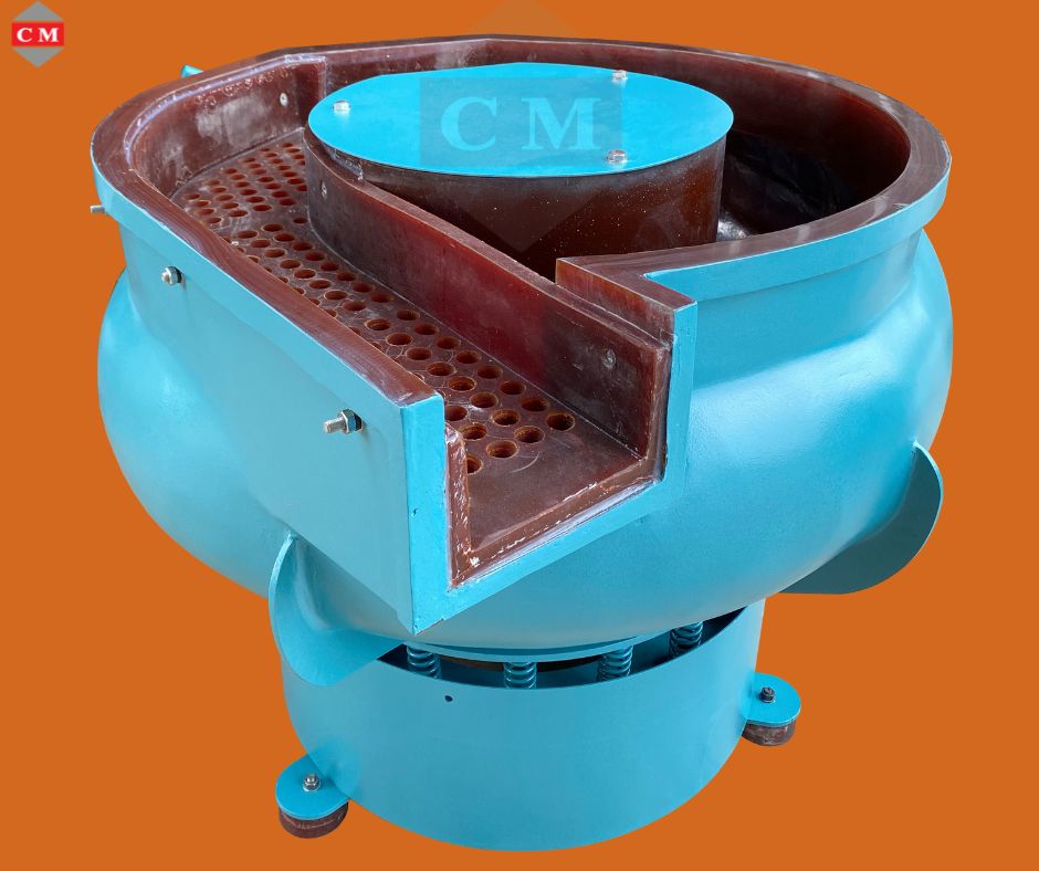  เครื่องขัดผิวโลหะแบบเขย่า (มีสะพานแยกชิ้นงาน) (Vibratory finishing machine with Separator) 