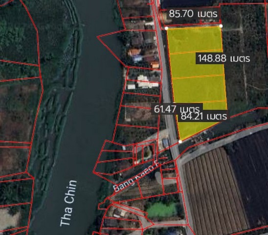 ที่ดิน บางแก้วฟ้า นครชัยศรี จ.นครปฐม 8 RAI 1 Ngan 64 sq.wa  26239200 BAHT. ดีงาม