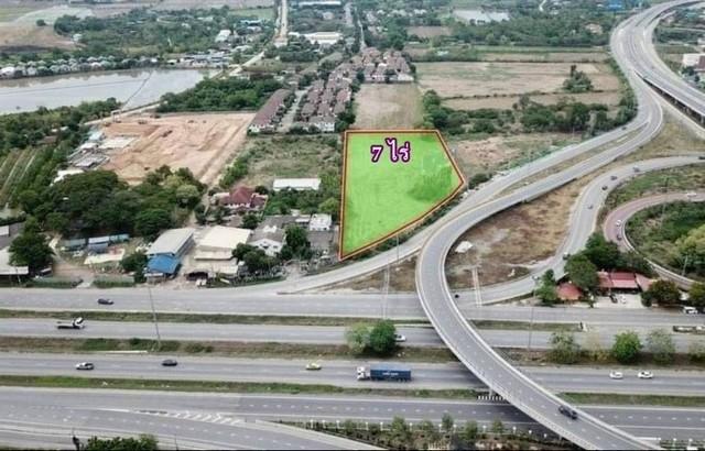 ขายและให้เช่า ที่ดิน 7 ไร่ ริมถนน สาย345 ใกล้ทางลงถนนราชพฤกษ์ อยู่ติดกันกับร้านหัตถศิลป์ ปากเกร็ด นนทบุรี