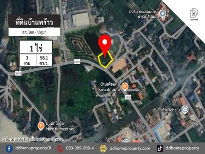 ขายที่ดินเปล่าบ้านพร้าว สามโคก-ปทุมธานี  
